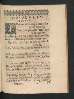 Regis Ad Filium Epigramma.
