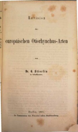 Revision der europäischen Otiorhynchus-Arten