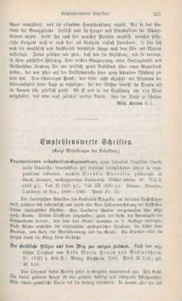 325-338 Empfehlenswerthe Schriften