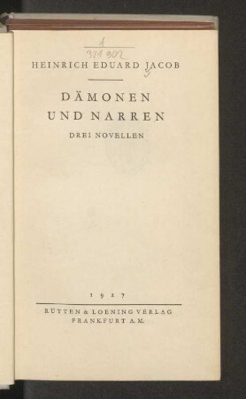 Dämonen und Narren : drei Novellen