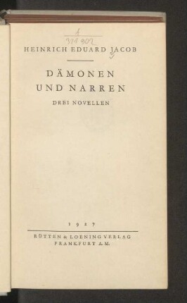 Dämonen und Narren : drei Novellen
