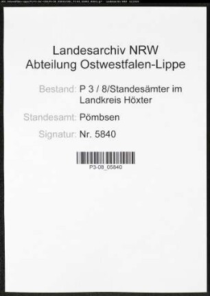 Sterberegister Standesamt Pömbsen