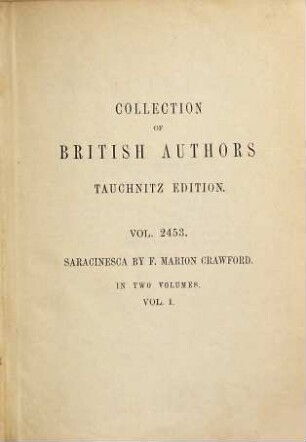 Saracinesca : in two volumes, 1