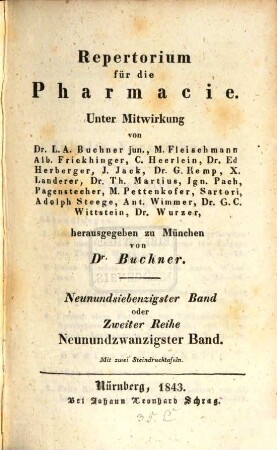 Repertorium für die Pharmacie. 79. 1843