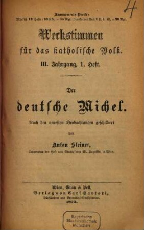 Weckstimmen für das katholische Volk. 3. 1872, H. 1