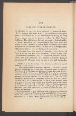 XIX. Zunz and Steinschneider