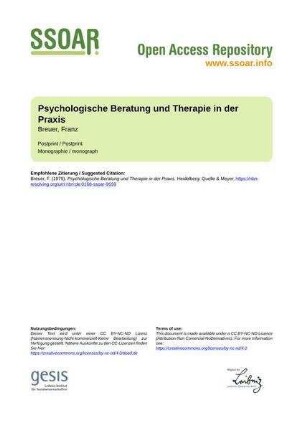 Psychologische Beratung und Therapie in der Praxis