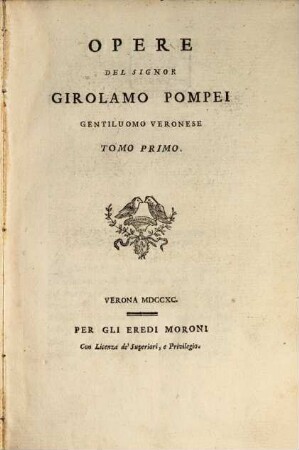Opere Del Signor Girolamo Pompei Gentiluomo Veronese, 1