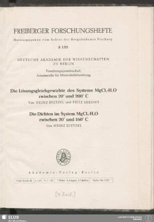 Die Lösungsgleichgewichte des Systems MgCl2-H2O zwischen 20° und 200° C