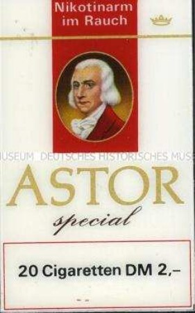 Werbeschild für "Astor Special"-Zigaretten