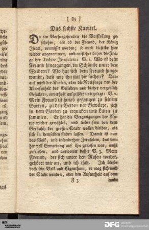 Das sechste Kapitel.