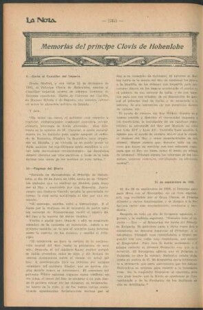 Memorias del Principe Clovis de Hohenlohe