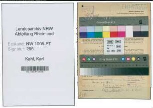 Entnazifizierung Karl Kahl , geb. 07.10.1903 (Postschaffner)