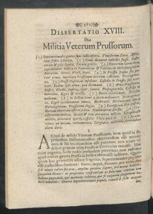 Dissertatio XVIII. De Militia Veterum Prussorum.