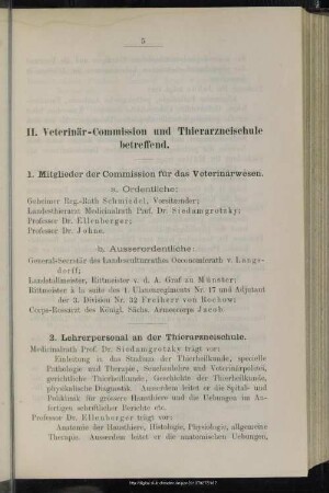 II. Veterinär-Commission und Thierarzneischule betreffend