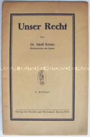 Streitschrift zur Lage in Deutschland unter den Friedensbedingungen der Entente