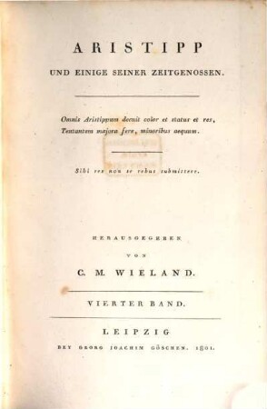 C. M. Wielands Sämmtliche Werke. 36, Aristipp : Vierter Band