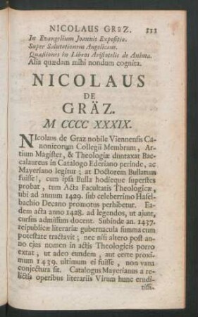 Nicolaus De Gräz. M CCC XXXIX.