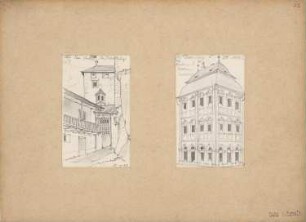 Waidbruck, Trostburg, Bamberg, Haus an der Ritterbrücke von der Hofseite: Perspektivische Ansicht