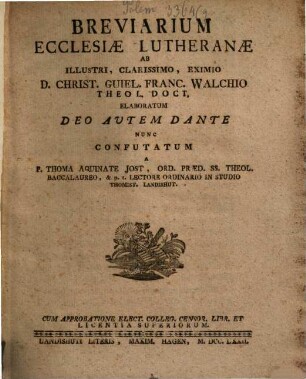 Breviarium Ecclesiae Lutheranæ