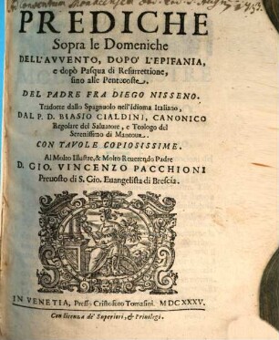 Prediche sopra le Domeniche dell'Avvento