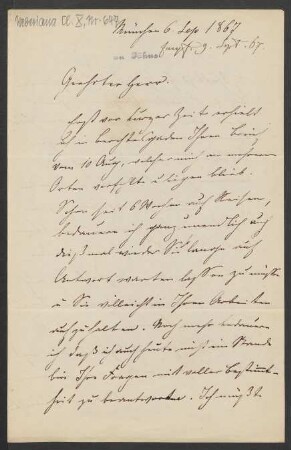 Brief an Friedrich Wilhelm Jähns : 06.09.1867