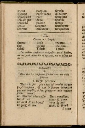 Maniere de Bien lier les consonnes finales avec les mots suivans.