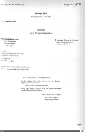 Entwurf eines Hochschulgesetzes