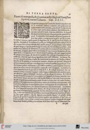 Pianta di tutto quello, che si contiene […]. Cap. XXII