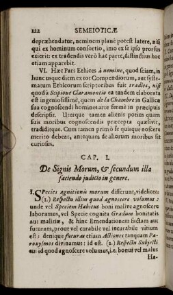Cap. I. De Signis Morum, & secundum illa faciendo iudicio in genere
