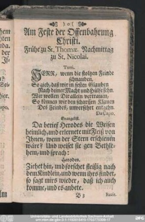 Am Feste der Offenbahrung Christi.