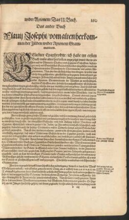 Das ander Buch Flavii Josephi/ vom alten herkommen der Jüden/ wider Apionem Grammaticum.