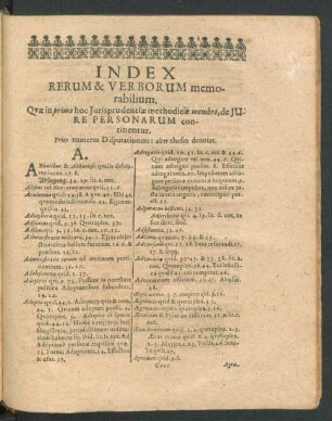 Index Rerum & Verborum memorabilium.