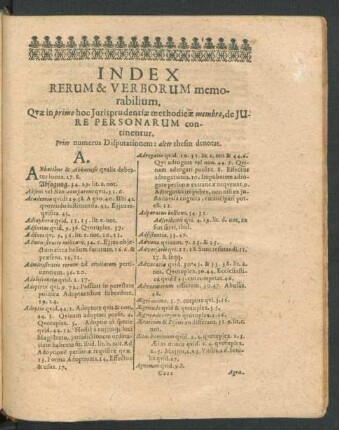 Index Rerum & Verborum memorabilium.