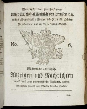 No. 6. Montags, den 8ten Febr. 1779.