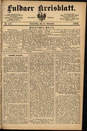 Ausgabe vom Donnerstag, den 24. September 1885.