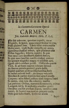 In Commendationem Operis Carmen