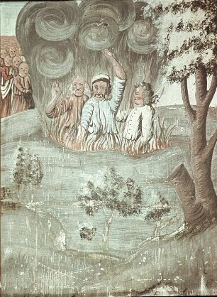Der Erdboden öffnet sich und verschlingt die Rebellen Korach, Datan und Abiram (4. Buch Mose, 16)