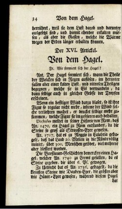 Der XVI. Artickel. Von dem Hagel.