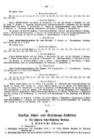 E. Sonstige Schul- und Erziehungs-Anstalten