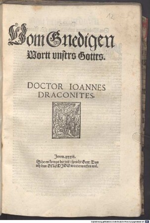 Vom Gnedigen Wortt unsers Gottes