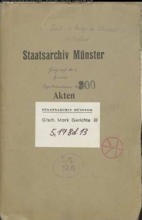 Belege zum Hypothekenbuch ("Scrinium") des Ksp. Valbert Bd. 13