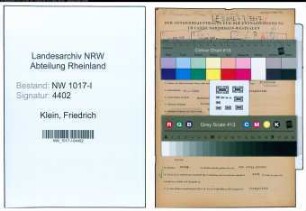 Entnazifizierung Friedrich Klein , geb. 16.02.1900 (Fabrikant)