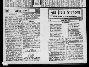 Für freie Stunden. 1921-1923