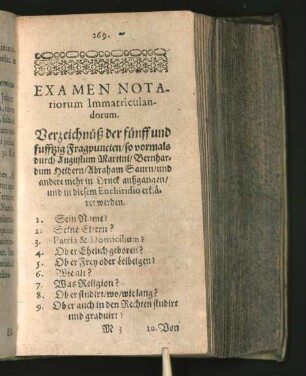 Examen Notariorum Immatriculandorum.