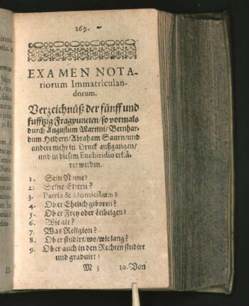 Examen Notariorum Immatriculandorum.