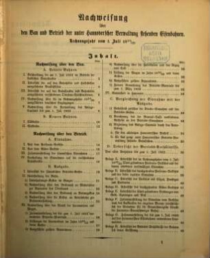 Nachweisung über den Bau und Betrieb der unter hannoverscher Verwaltung stehenden Eisenbahnen. 1851/52 (1853)