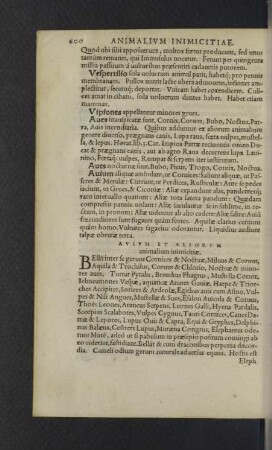 Avium et aliorum animalium inimicitiae.