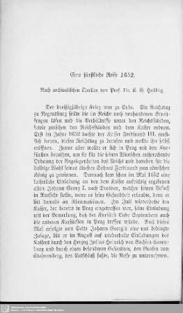 Eine fürstliche Reise 1652 : Nach archivalischen Quellen