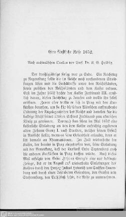 Eine fürstliche Reise 1652 : Nach archivalischen Quellen